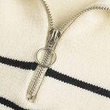 Lucia Striped Half-Zip Knit Sweater