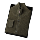 Stand-Collar Knit Cardigan
