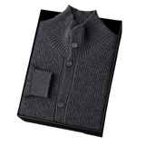 Stand-Collar Knit Cardigan