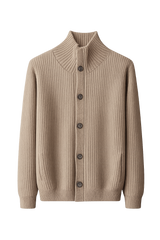 Stand-Collar Knit Cardigan