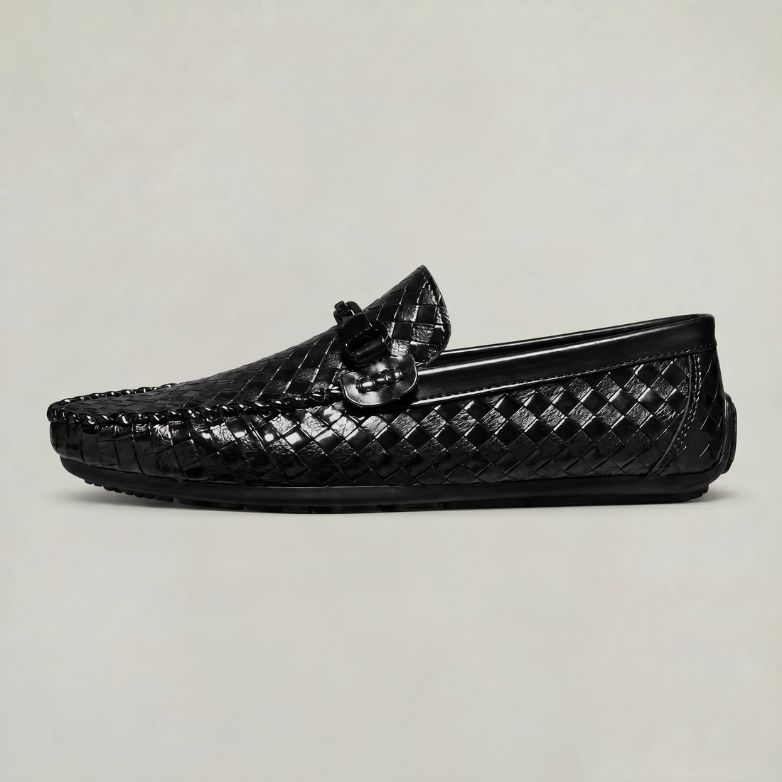 Men's Woven Leather Slip-On Driving Loafers