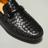 Men's Woven Leather Slip-On Driving Loafers