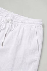 Men's Linen Cargo Shorts Drawstring Waist