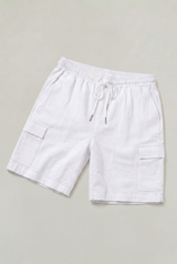 Men's Linen Cargo Shorts Drawstring Waist