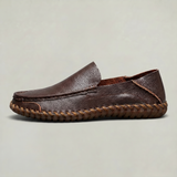 Men's Handstitched PU Leather Slip-On Loafers - Round Toe Smart Casual