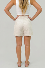 Women's High Waist Linen Shorts