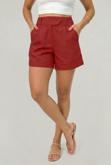 Women's High Waist Linen Shorts