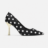 Women’s Polka Dot Pointed Toe Stiletto Heels – Formal Court Shoes for Weddings