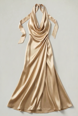 Women’s Halter Neck Satin Maxi Dress