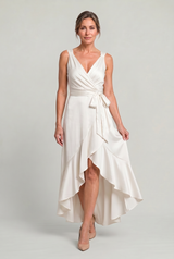 Women's Elegant Sleeveless Wrap Midi Dress