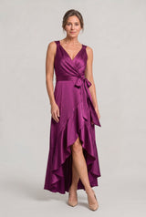 Women's Elegant Sleeveless Wrap Midi Dress