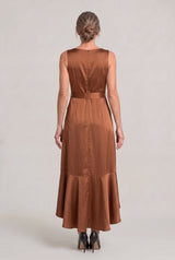 Women's Elegant Sleeveless Wrap Midi Dress