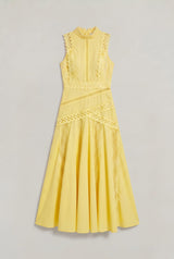 Women's Sleeveless Lace Panel Midi Dress