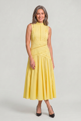 Women's Sleeveless Lace Panel Midi Dress