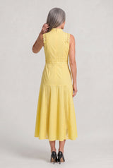 Women's Sleeveless Lace Panel Midi Dress