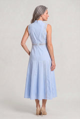 Women's Sleeveless Lace Panel Midi Dress