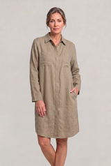 Women's Oversized Button Down Linen Shirt Dress