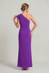 Women's One-Shoulder Maxi Evening Dress -  Asymmetric Neckline