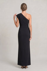Women's One-Shoulder Maxi Evening Dress -  Asymmetric Neckline
