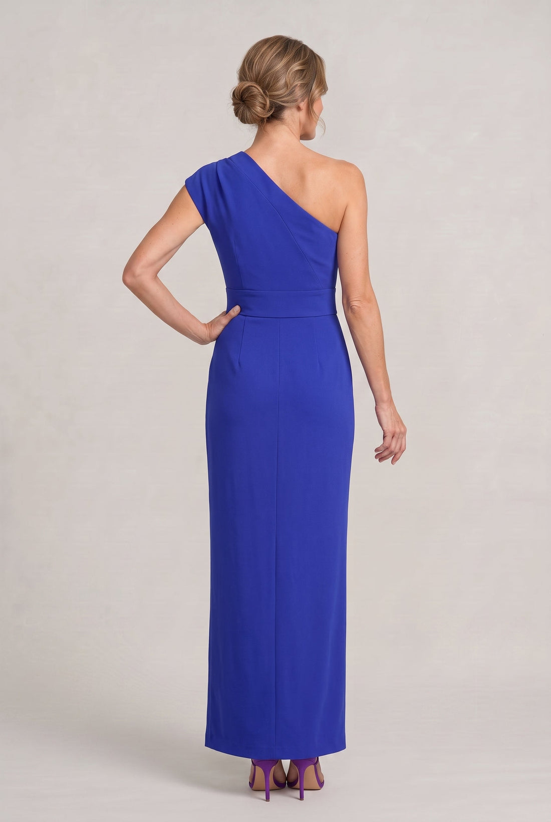 Women's One-Shoulder Maxi Evening Dress -  Asymmetric Neckline