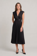 Women’s Pleated Midi V-Neck Wedding Guest Dress