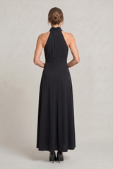 Women's Satin High Neck Bridesmaid Maxi Dress