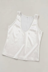 Women's Deep V-Neck Satin Tank Top