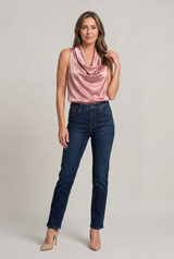 Women's Cowl Neck Sleeveless Cami Top - Draped Front