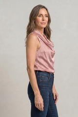 Women's Cowl Neck Sleeveless Cami Top - Draped Front