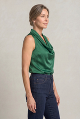 Women's Cowl Neck Sleeveless Cami Top - Draped Front