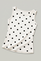 Women’s Polka Dot Sleeveless Tank Top – Fitted Round Neck Summer Top
