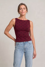 Women’s Polka Dot Sleeveless Tank Top – Fitted Round Neck Summer Top