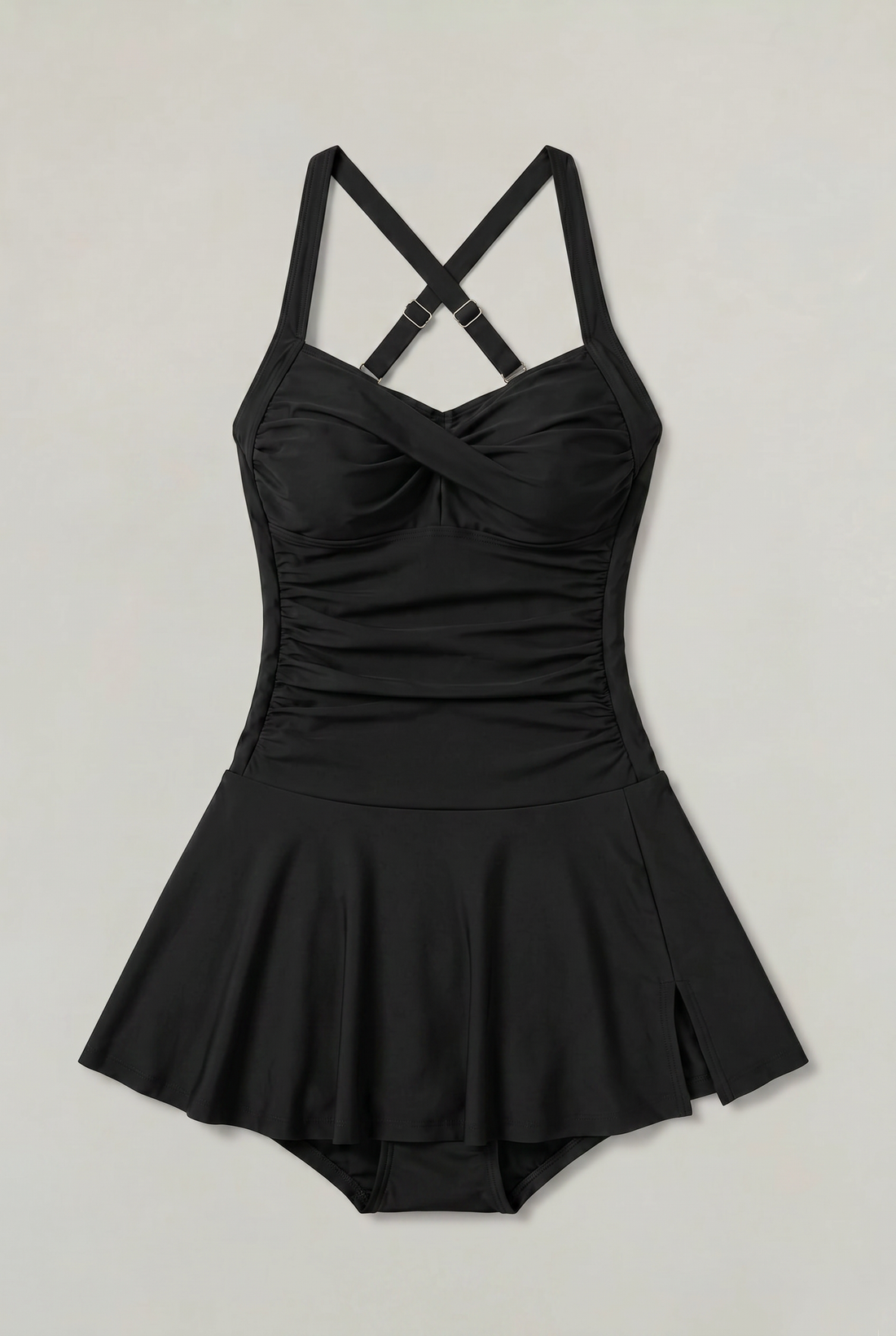 Women’s One-Piece Swimsuit with Sweetheart Neckline and Skirt