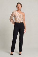 Women's One Shoulder Printed Long Sleeve Blouse
