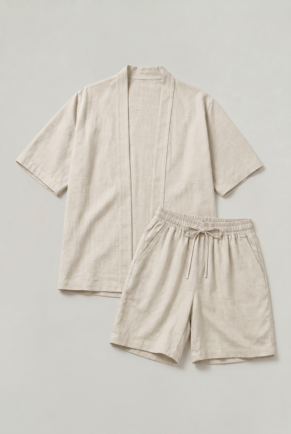 Women's Linen Cardigan and Shorts Two Piece Set