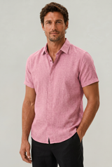 Men's Cotton-Linen Short Sleeve Shirt