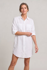 Women's Oversized Button Down Linen Shirt Dress