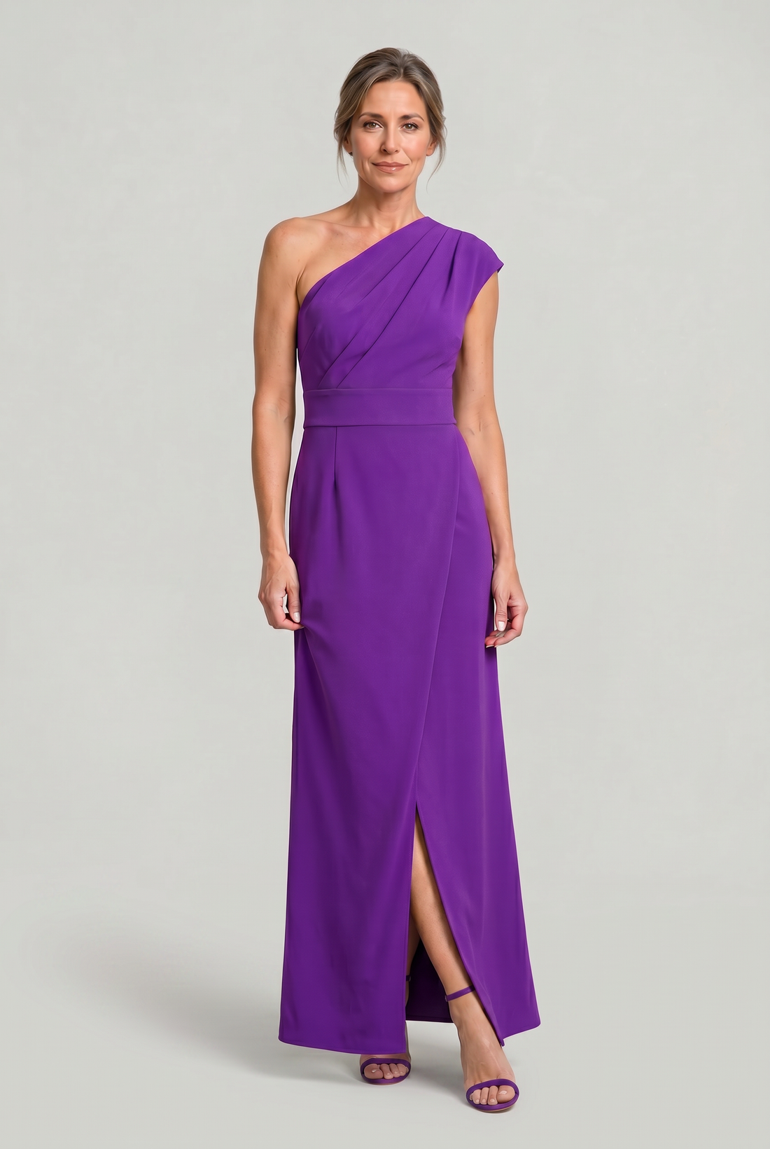 Women's One-Shoulder Maxi Evening Dress -  Asymmetric Neckline
