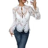 Ella | Lace Cutwork Tie-Front Blouse