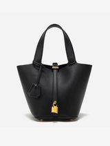 Women’s Leather Bucket Bag – Gold Details Classic Style