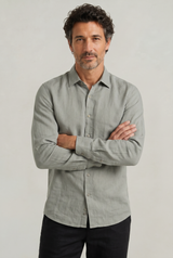 Men's Long Sleeve Linen Button Down Shirt
