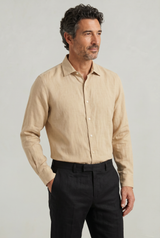 Men's Long Sleeve Linen Button Down Shirt