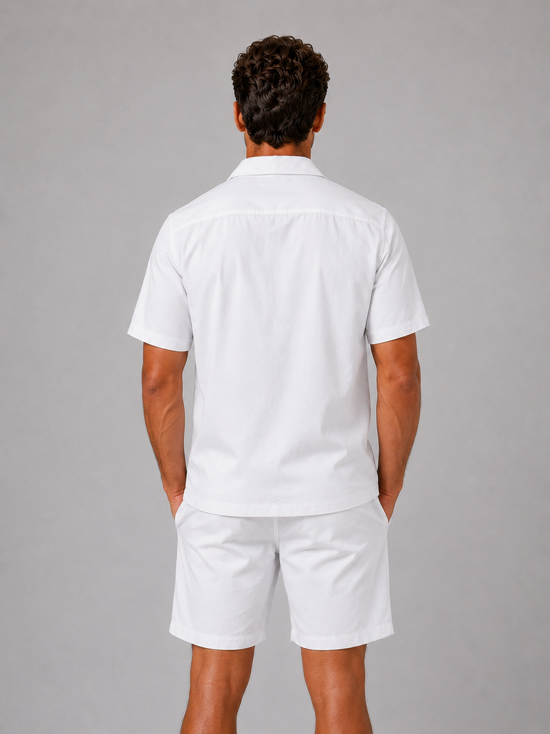 Men’s Linen Look Shirt & Shorts Co-Ord Set - Summer Style