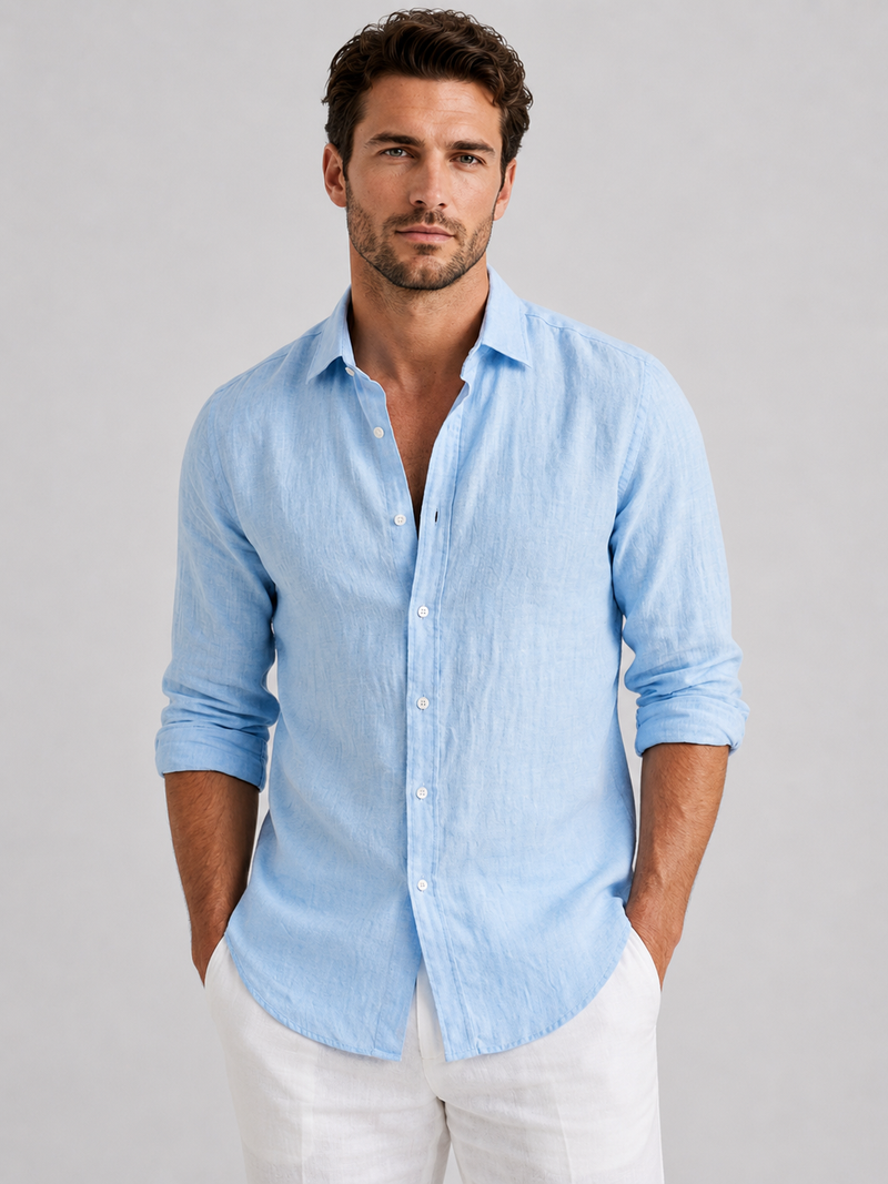Men’s Linen Look Summer Shirt - Relaxed Fit Button-Up