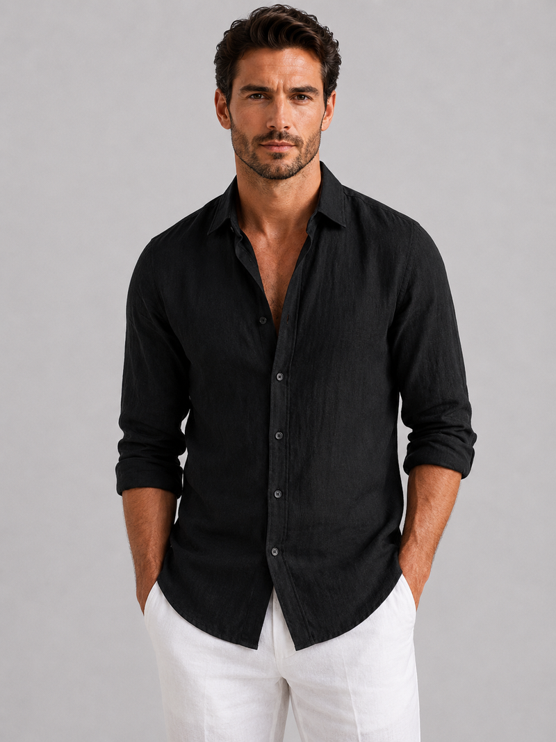 Men’s Linen Look Summer Shirt - Relaxed Fit Button-Up