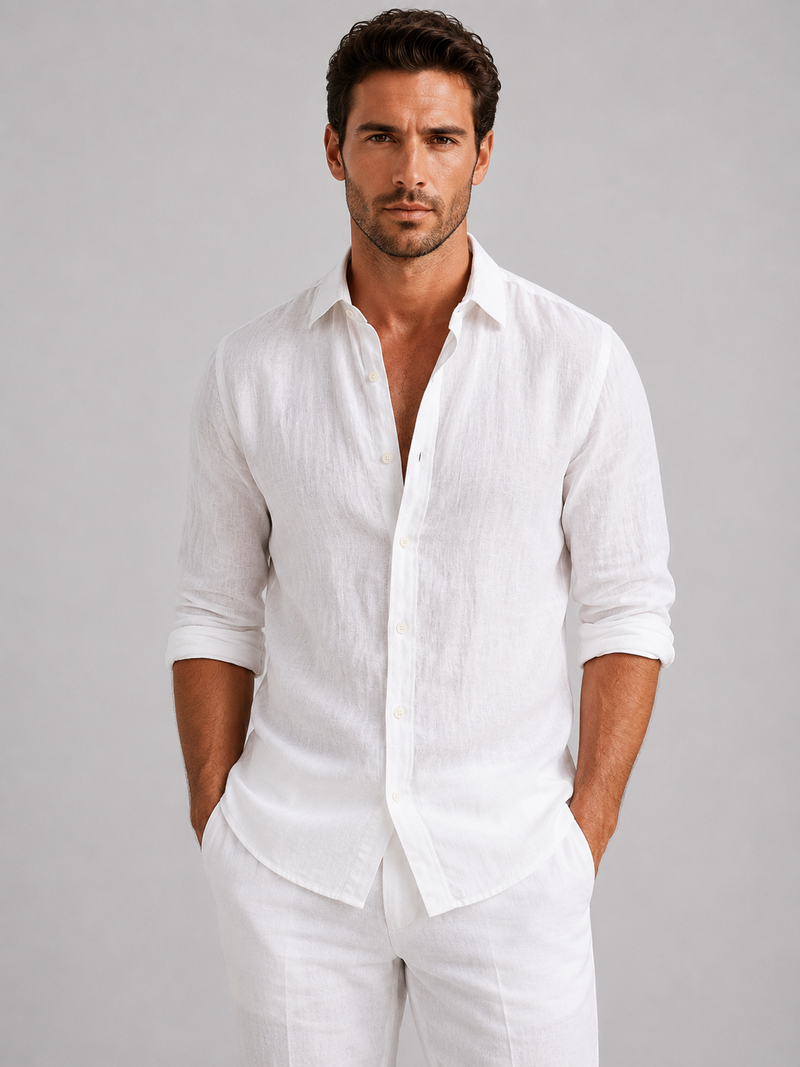 Men’s Linen Look Summer Shirt - Relaxed Fit Button-Up
