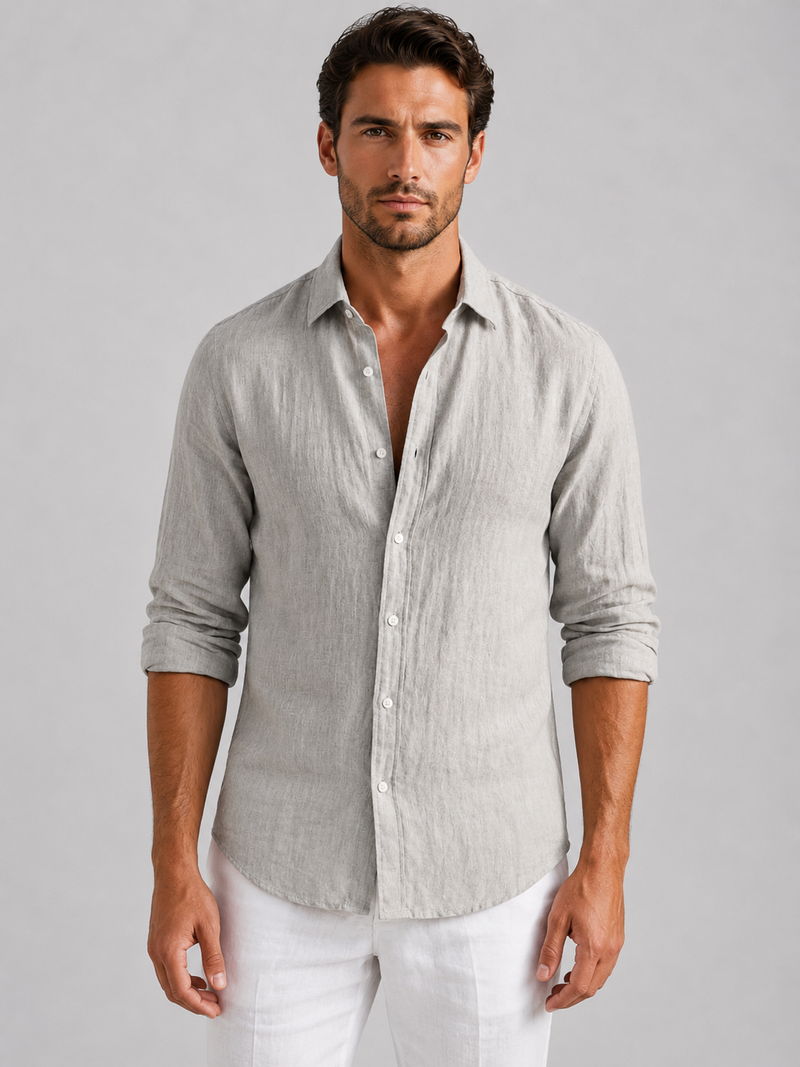 Men’s Linen Look Summer Shirt - Relaxed Fit Button-Up