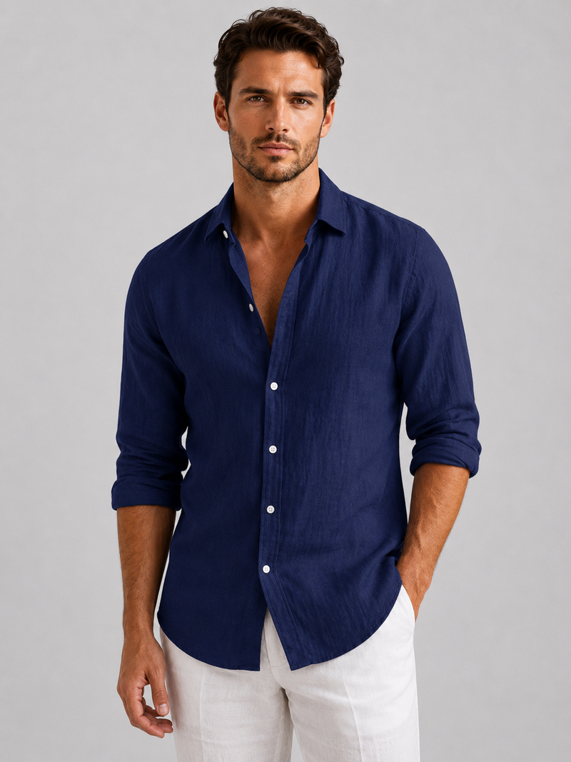 Men’s Linen Look Summer Shirt - Relaxed Fit Button-Up