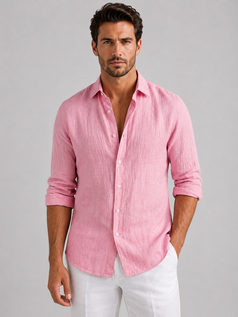 Men’s Linen Look Summer Shirt - Relaxed Fit Button-Up