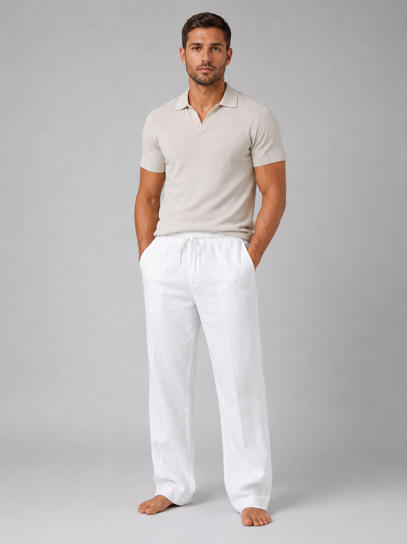 Men’s Linen Look Trousers - Relaxed Summer Fit